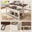 Table basse convertible 4 en 1 avec plateau relevable, compartiments cachés et tablette ouverte - Design moderne blanc pour le salon, parfaite pour les ordinateurs portables, les livres et les accessoires, table basse pour le salon