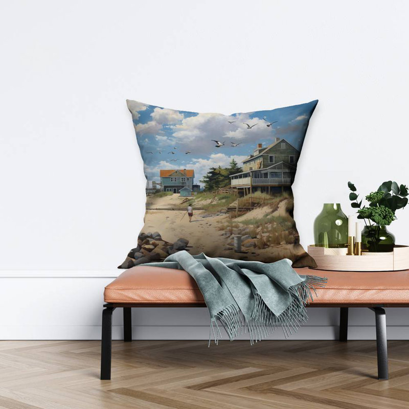 Beach Walk - Office Beach – Throw Pillow Cover Only, Double-Sided Print, Insert Not Included