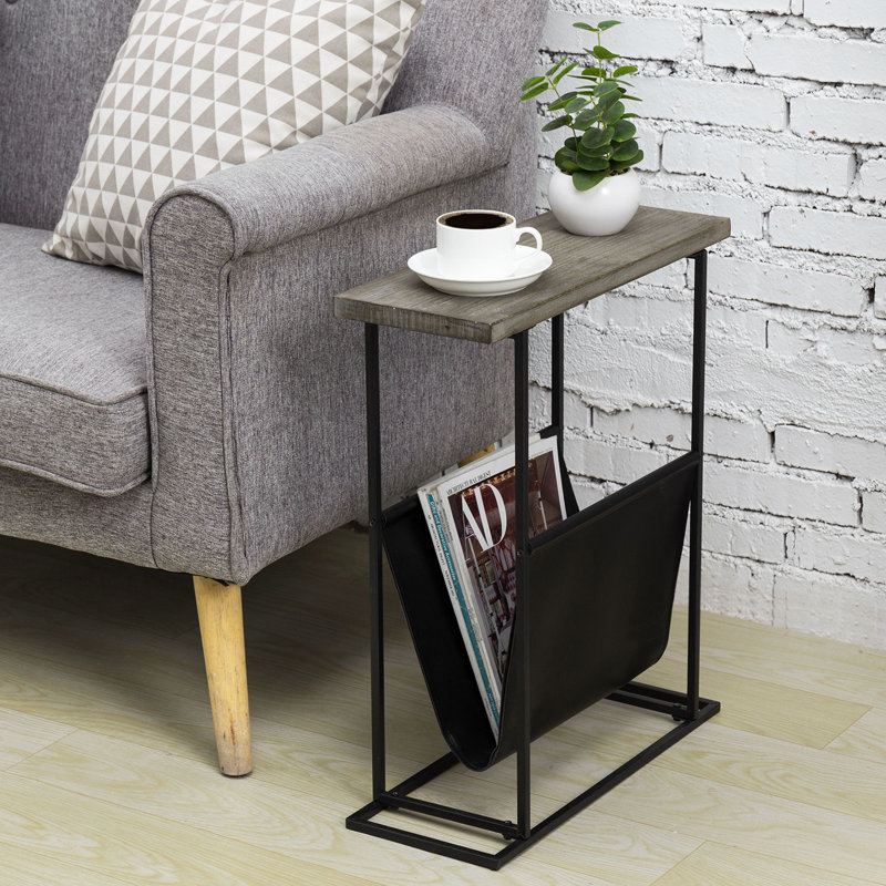Solid Wood Top End Table, Gray