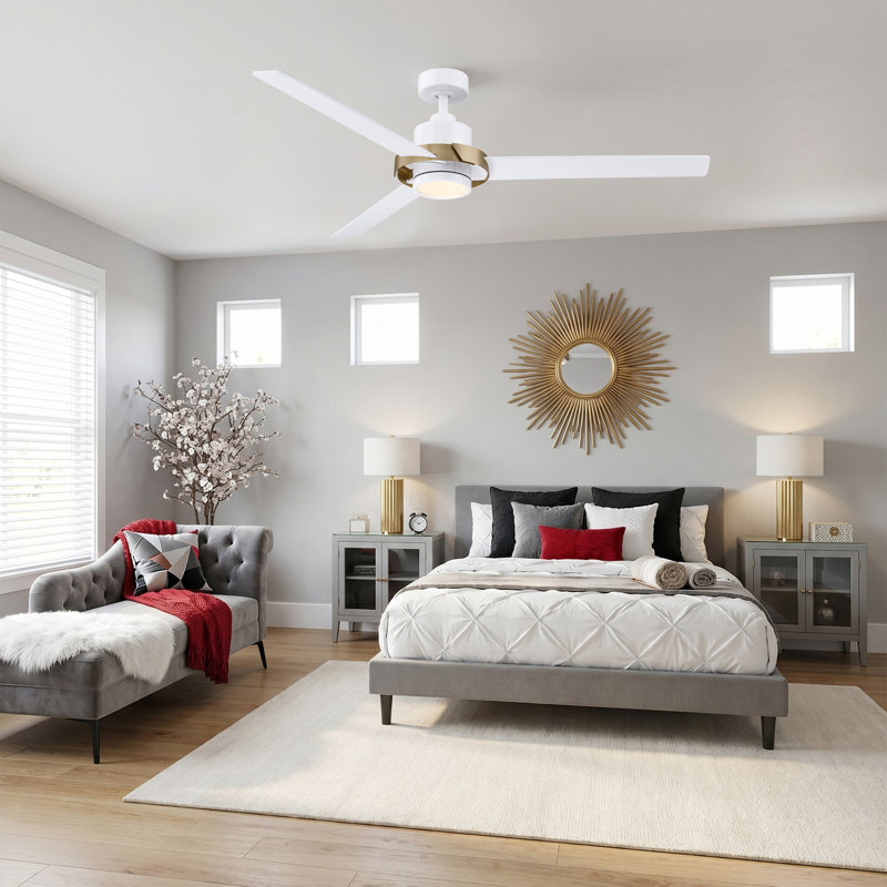 60" Propeller Dimmable LED Ceiling Fan with 3CCT LED Lights and Remote Control, White