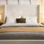 Très grand lit tapissier, tête de lit de 52,3 po de hauteur, conception moderne et sophistiquée, structure de lit en métal, rembourrage en mousse, assemblage facile pour la structure de la chambre à coucher avec revêtement en toile simple à oreilles de style contemporain,