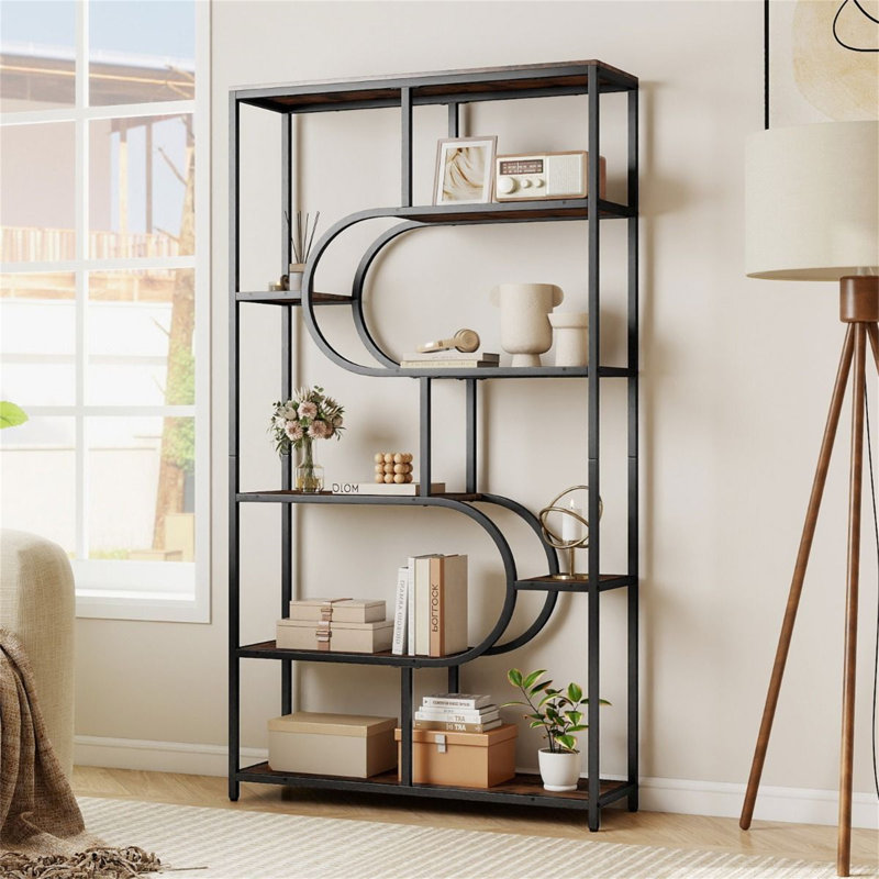 176cm H x 30cm W Metal Standard Bookcase, Brown/Black