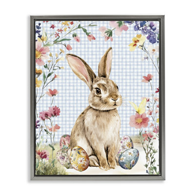 " Gingham & Bunny with Eggs " Graphic Art Print