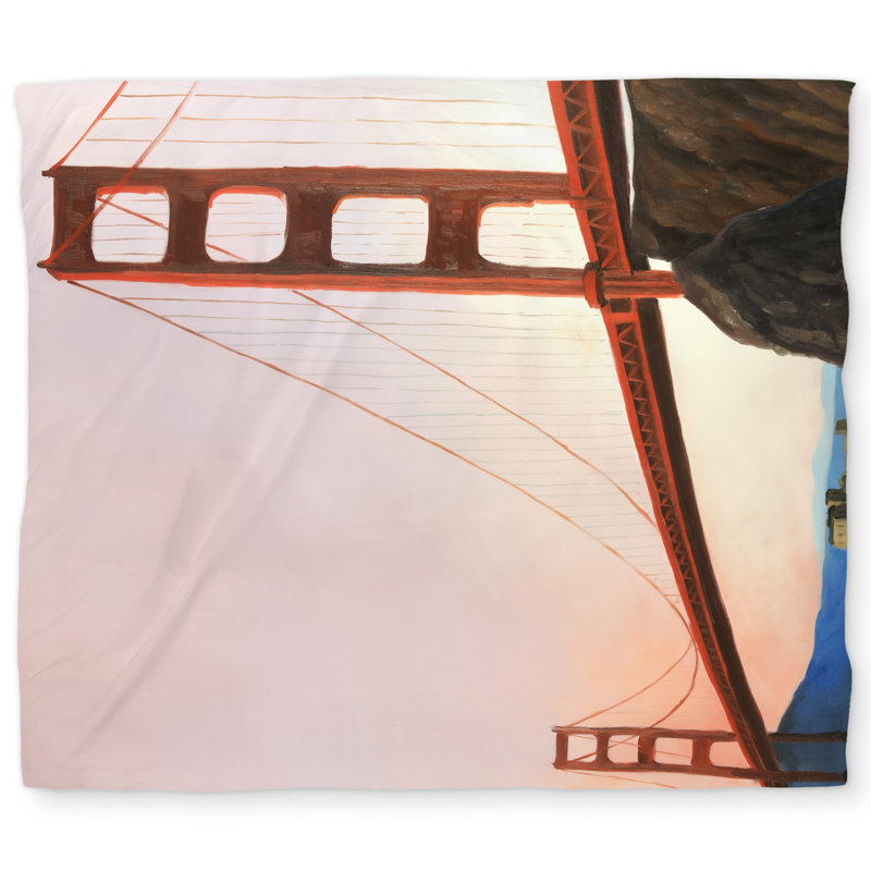 Sunset on Golden Gate Bridge King Duvet Cover - Modern Decor