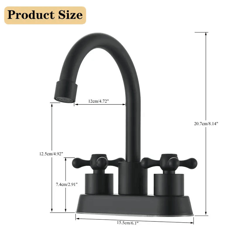 Robinet de salle de bain noir pour lavabo à 3 trous avec robinets de centre de salle de bain 4 trous et drain