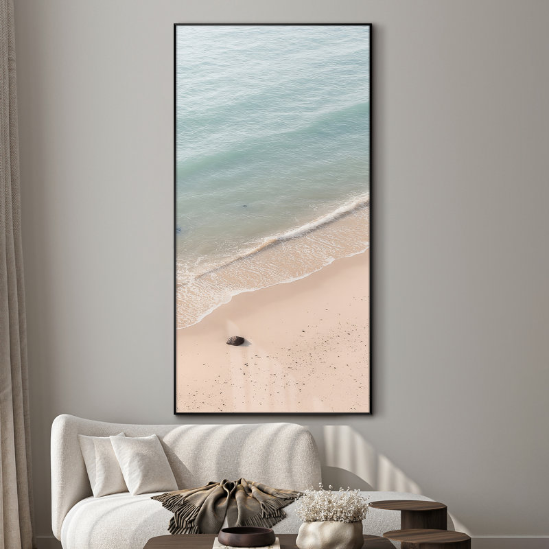Très grande reproduction d'art mural côtier serein - plage tranquille et vagues douces, décoration côtière pour le salon ou la chambre à coucher, assemblage requis