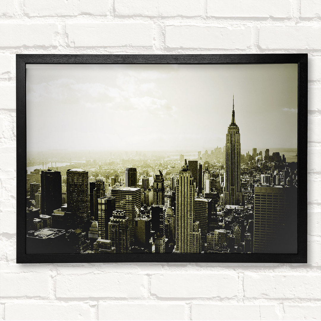 New York Skyline Sepia Gerahmter Druck