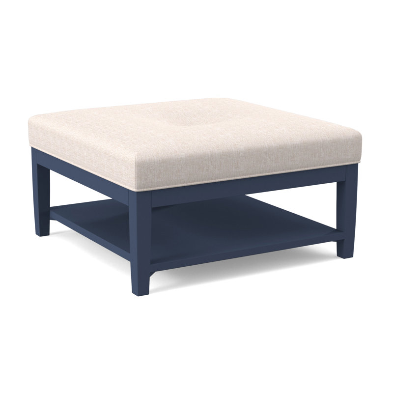 Hammond Square Ottoman, White Sugar Performance; 0863-91, Nickel Finish
