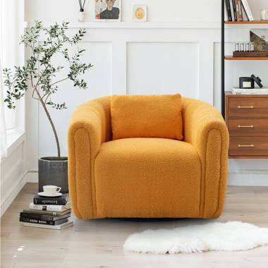 Siany Upholstered Ottoman Mercer41 Body Fabric: Orange Velvet