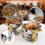 Plats de réchaud ronds pour ensemble de 4 buffets, ensembles de réchaud 6QT et réchauds à buffet avec 4 pinces, réchauds dorés pour les rassemblements de fêtes