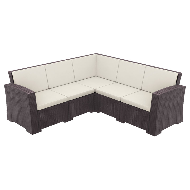 Mcchesney 5 - Person Modular Patio Conversation Set with Cushions, Brown