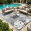 plant pattern indoor/outdoor garden patio rug waterproof grey white，leaves area rug-1530171850