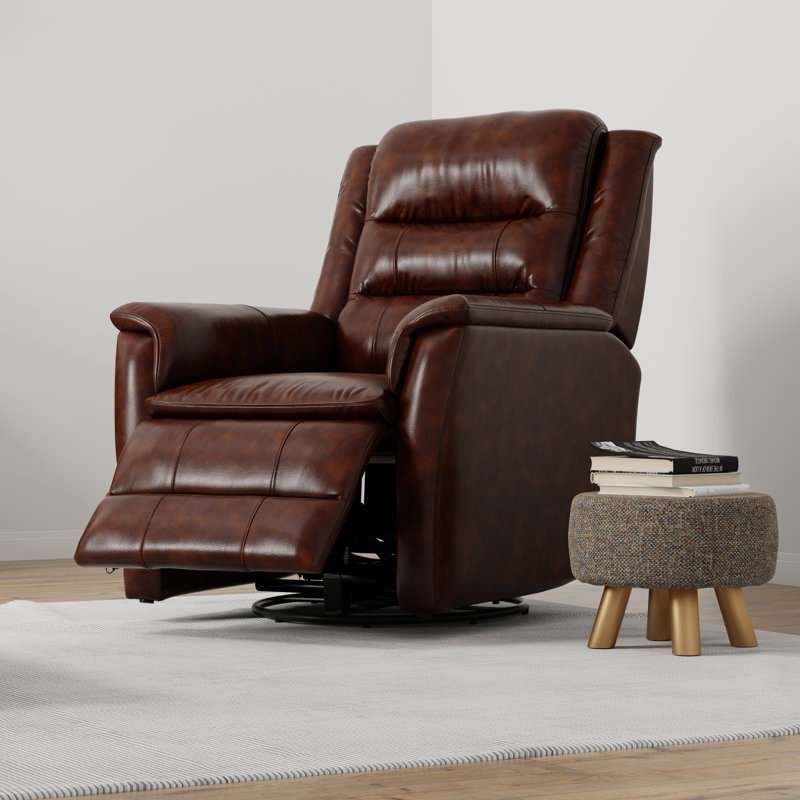 Endston Swivel Glider Recliner with Manual Footrest, Cognac