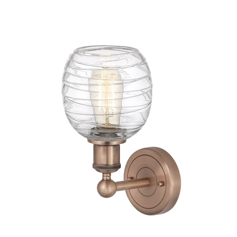 Cheraw Armed Sconce, Deco Swirl, Antique Copper