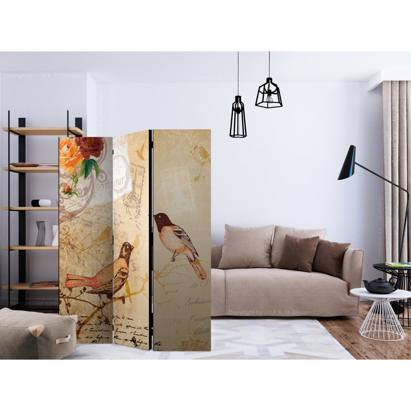 Hanimela 135cm W x 172cm H 3 - Panel Solid Wood Folding Room Divider