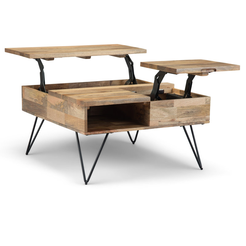 Hunter - Table basse carrée à plateau relevable - Naturel