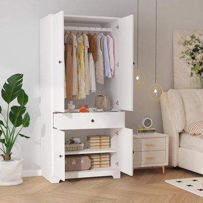 Armoire-penderie de 180 cm de haut avec étagères réglables, meuble de rangement autoportant pour chambre à coucher
