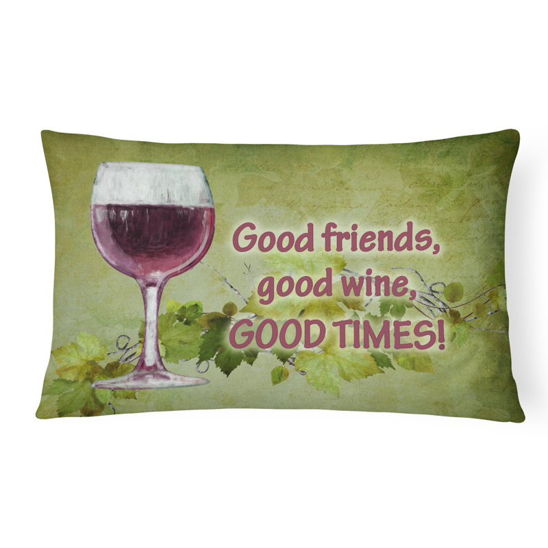 Coussin décoratif d’intérieur/d’extérieur good friends, good wine, good times