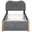 Lit plateforme simple tapissier gris avec lattes en bois et lit gigogne gigogne, -, sans sommier, design-453201147-453201146