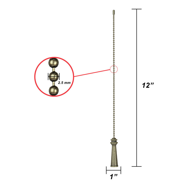 Ceiling Fan Pull Chain, Plated Bronze