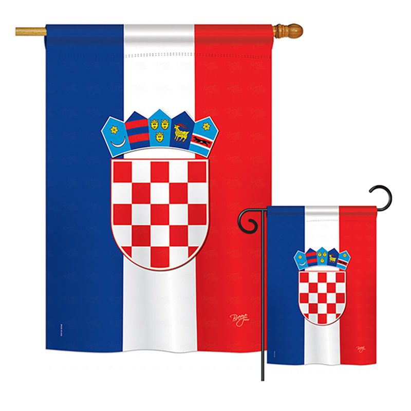 Ensemble de 2 reproductions de polyester vertical décoratives en polyester 2 pièces croatie de la national national of the world