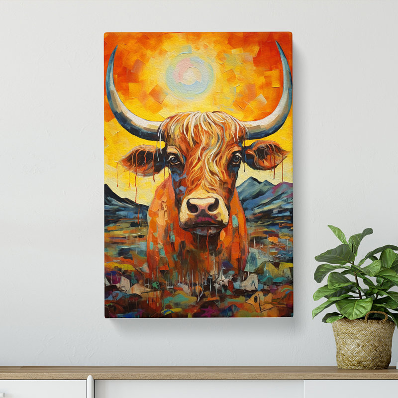 Highland Cow Expressionism - Wrapped Canvas, 76cm H x 50cm W x 3cm D