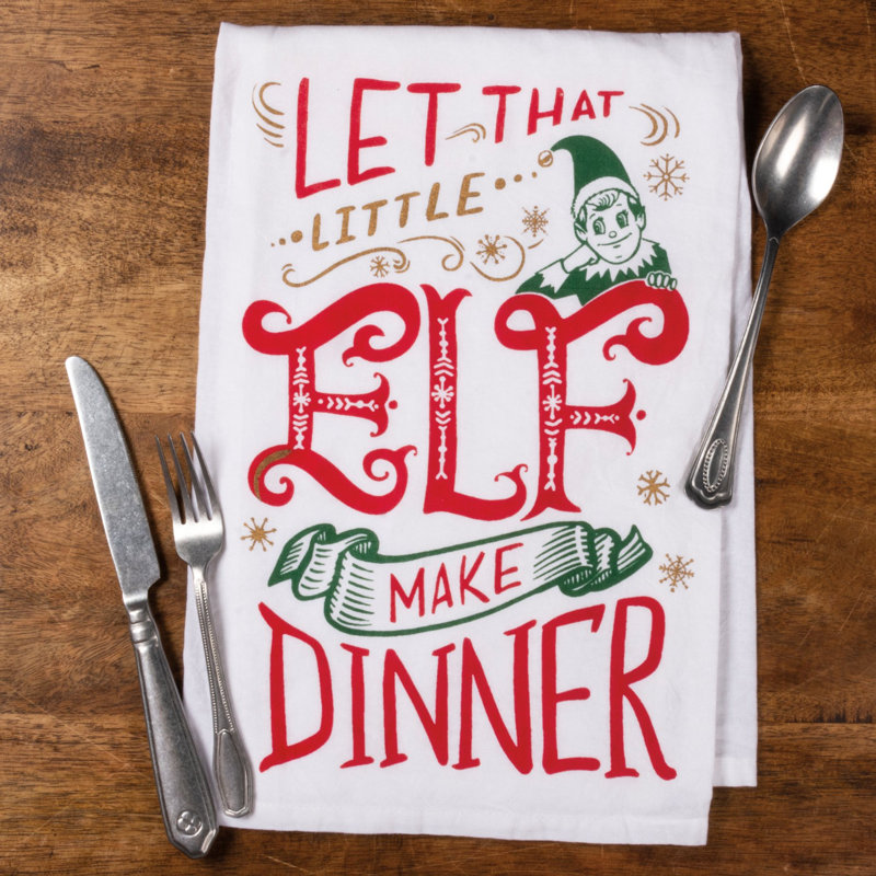  Serviette de cuisine Let That Little Elf Make Diner - 28 po x 28 po