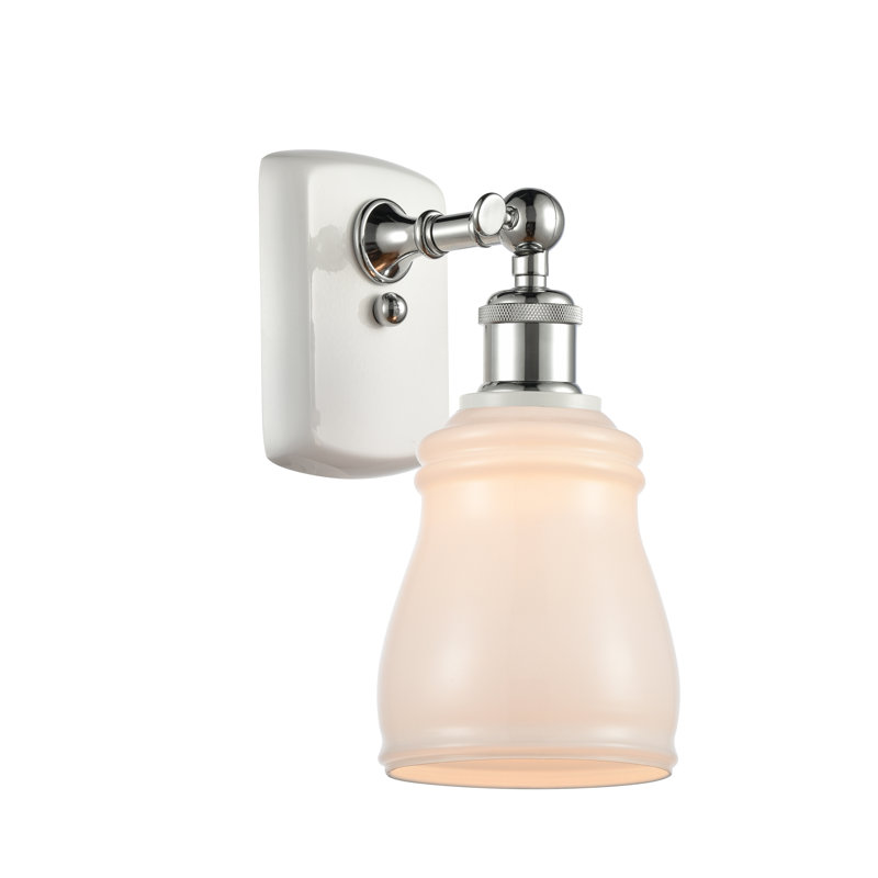 Mccarver Armed Sconce, White, LED, Antique Brass