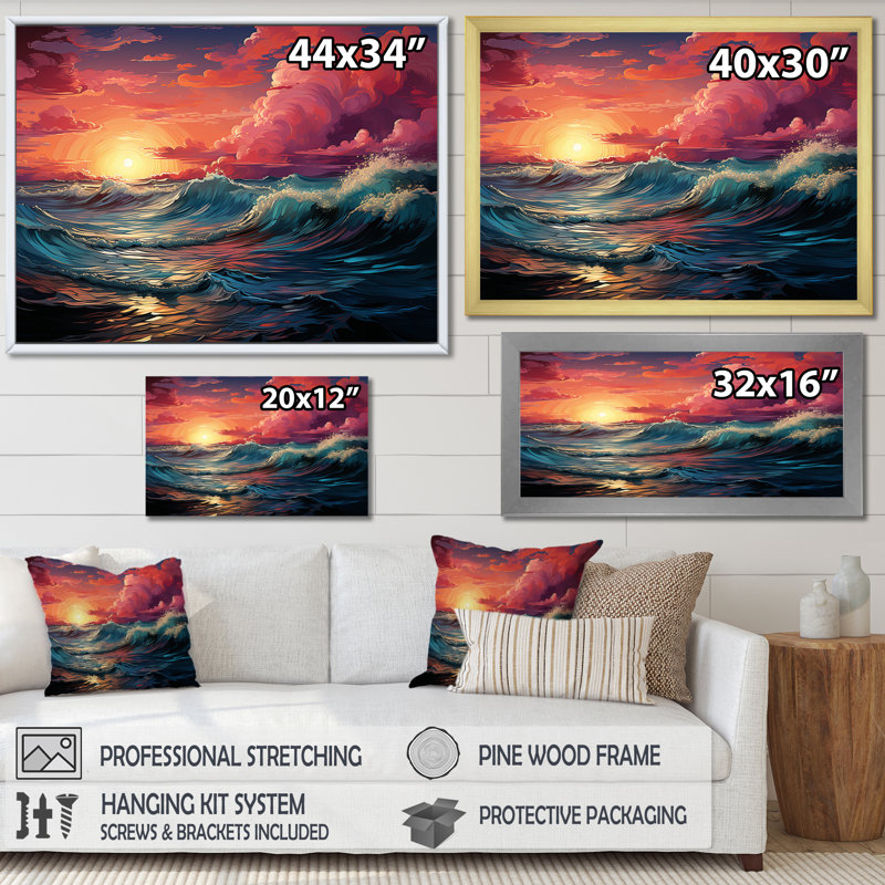 " Rainbow Beach Sunset I ", Black Floater Framed, 34" H x 44" W