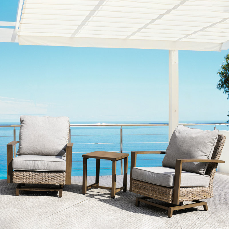 Tower Grand Patio Morris Rocking Chairs with Cushions, Light Brown