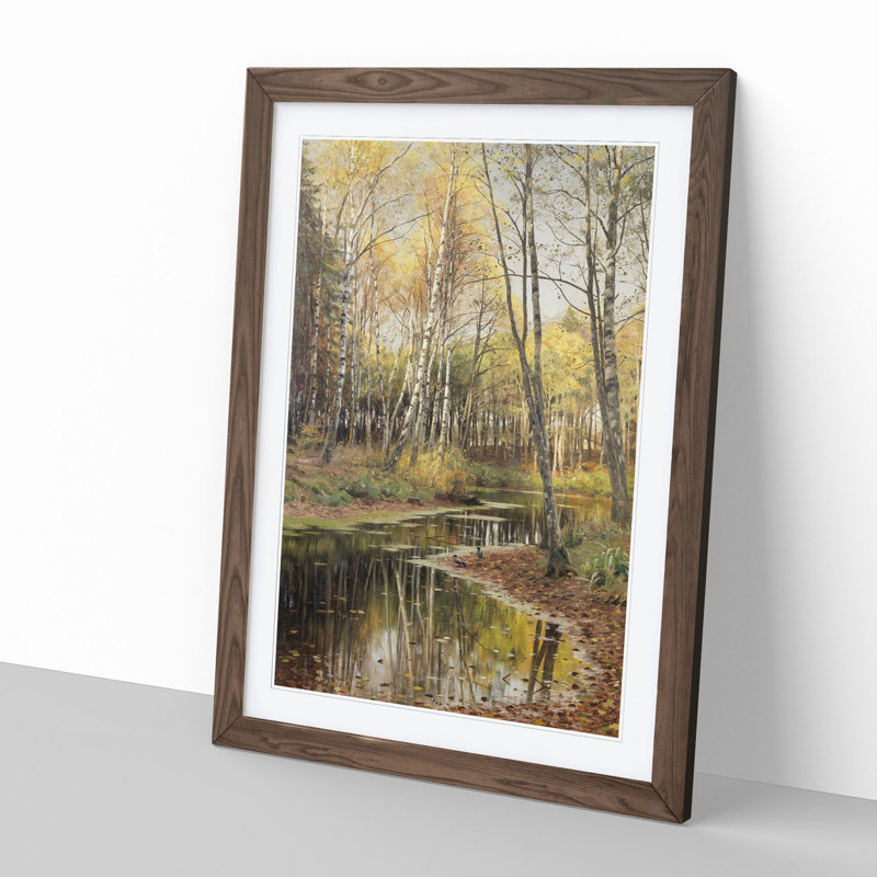 Autumn in the Birchwood by Peder Mork Monsted - Picture Frame Graphic Art, 48cm H x 36cm W x 2cm D, Walnut Framed