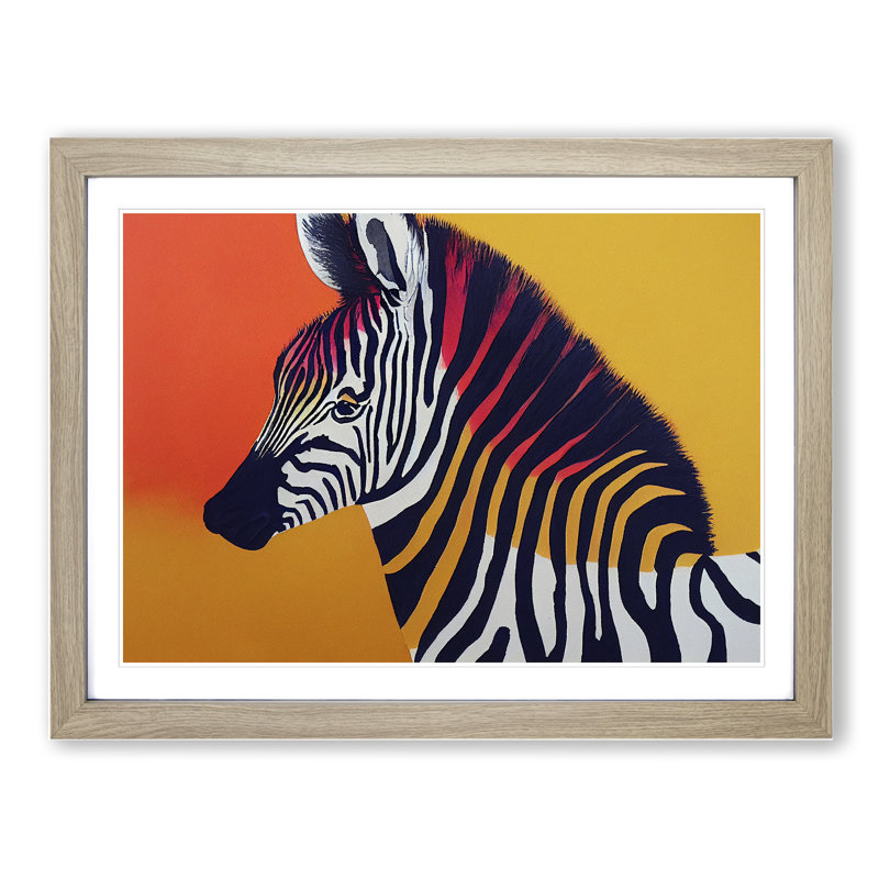 Zebra Vol.3 - Single Picture Frame Painting, Oak, 46cm H x 64cm W x 2cm D