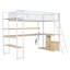 Lit mezzanine polyvalent en métal avec poste de travail intégré et options de rangement abondantes
