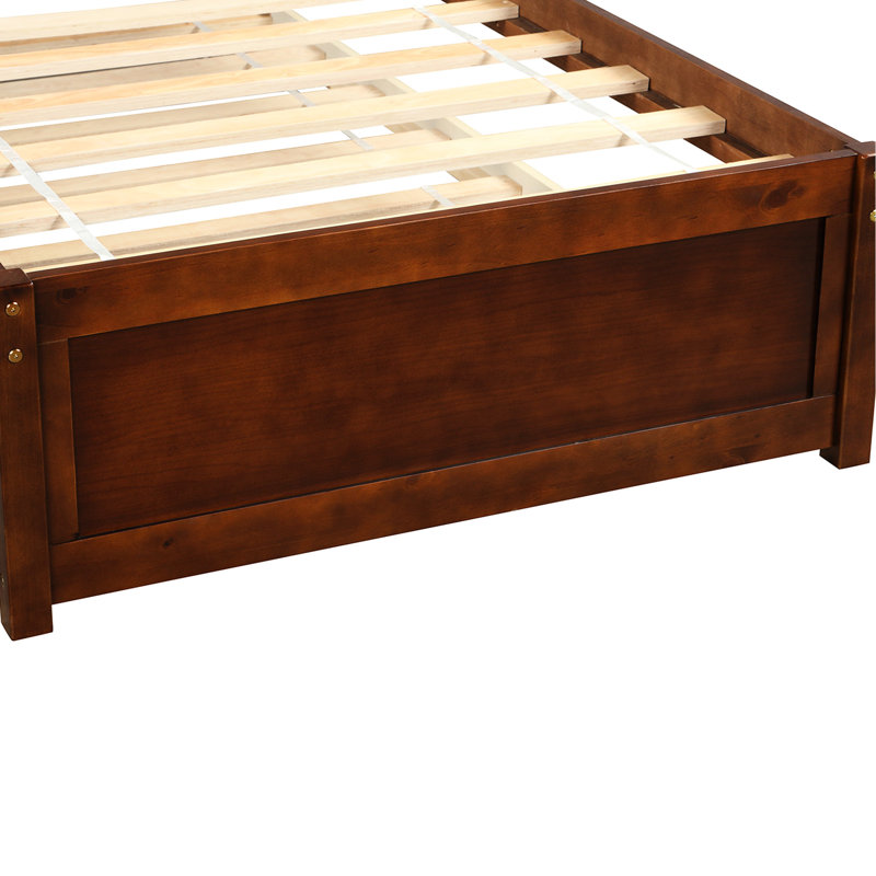 Lit simple avec lit gigogne en noyer chic - bois massif pour une construction de sommeil élégante Bonne nuit de sommeil