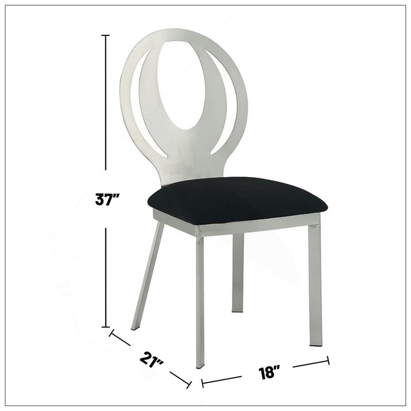 Ensemble de 2 chaises d'appoint en microfibre et en métal avec sièges rembourrés confortables et finition plaquée satinée durable en argent et noir