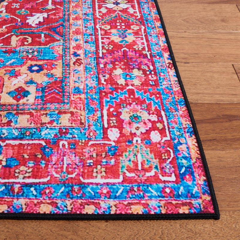 Tapis oriental bleu marine / rouge Iorgo, Carré 6 pi