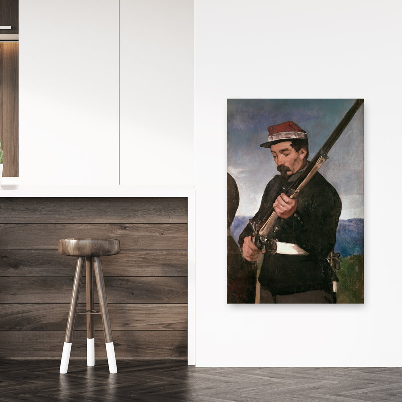 Sous-officier tenant son fusil - Affiche murale abstraite contemporaine, H 48 po x l 32 po
