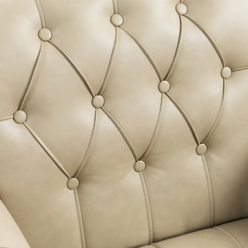 Edvardas 80Cm Wide Tufted Armchair, Beige Faux Leather