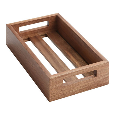 Caisse en bois d'acacia 9 7/8 po x 6 1/8 po x 2 1/2 po American Metalcraft 4EFFD76FC37141FB96EE9EF0779B130B