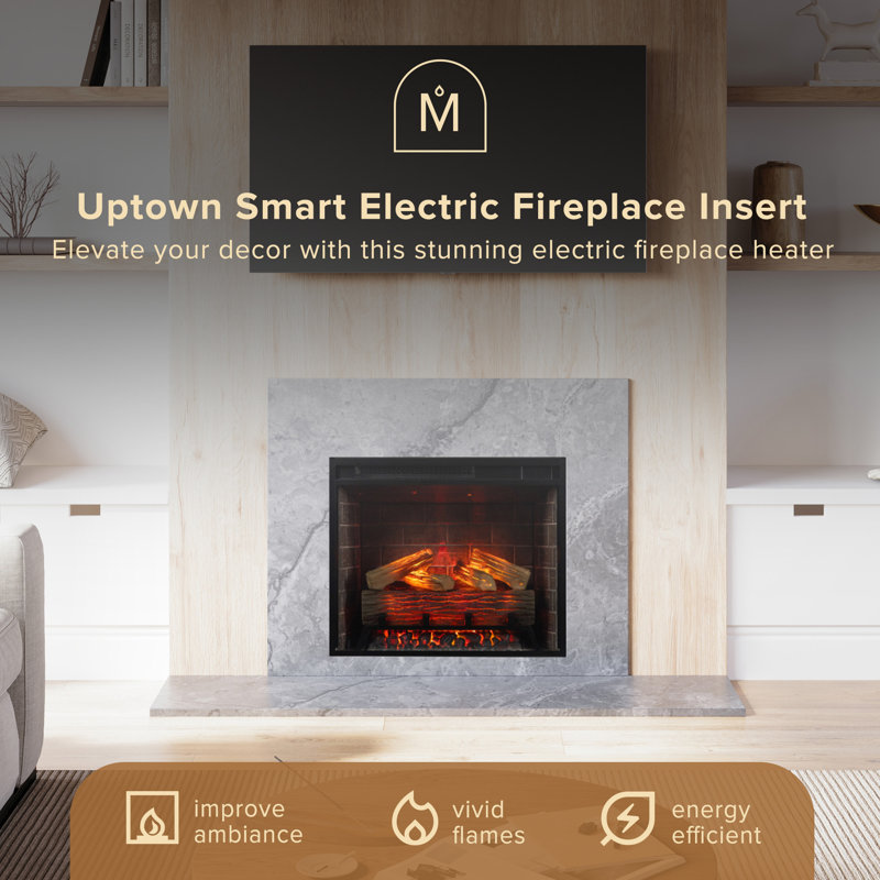 Uptown Infrared Electric Fireplace Insert Heater, Compatible with Alexa & Google Home, 20.16" H x 23.96" W x 8.19" D