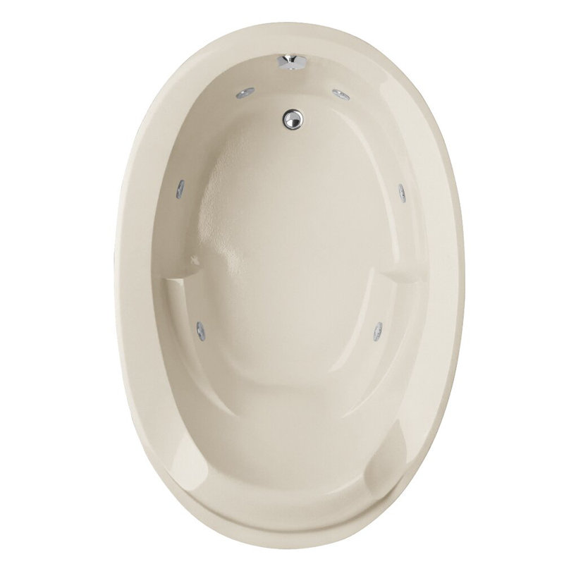 Baignoire de tourbillon à chute 60" x 40" Designer, Blanc, Laiton poli
