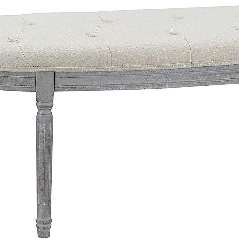 Banc rembourré capitonné beige clair Coastal