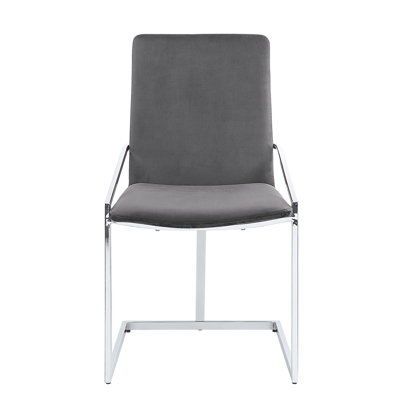 2 chaises grises et métalliques à base en métal 2 pièces - Modernes, élégantes pour la salle à manger