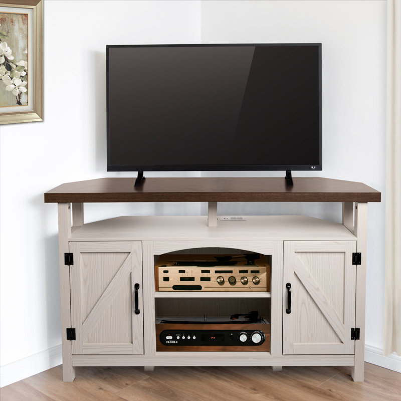 Nasho Corner TV Stand for TVs up to 60" , Oak White