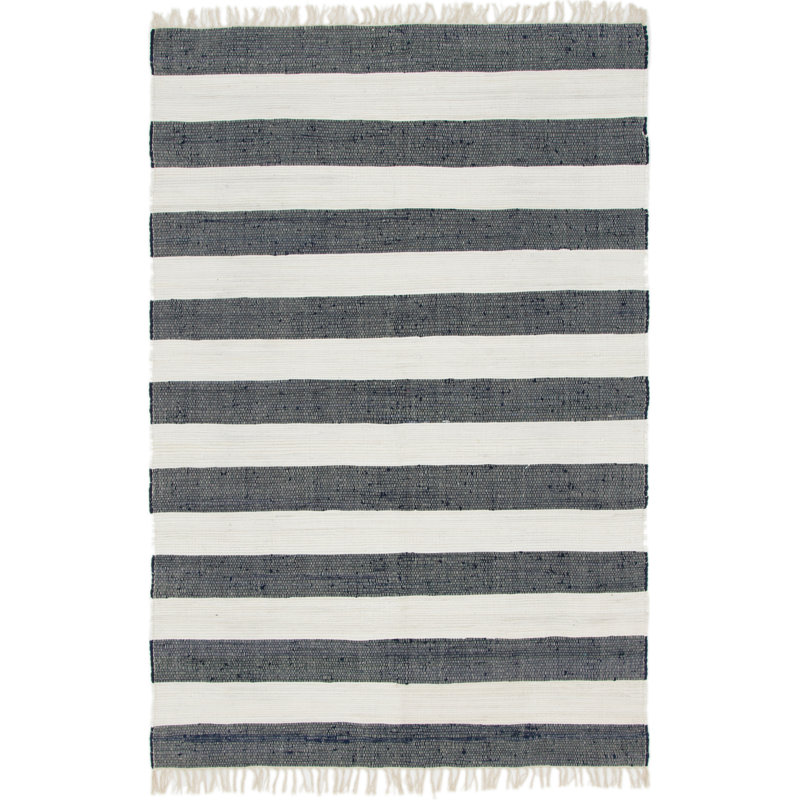 Priolo Cotton Striped Indoor Rug, Rectangle 6'1" x 9'