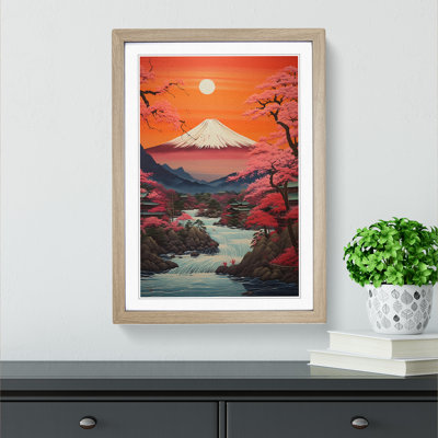 Japanese Sunset Contemporary - Single Picture Frame Print on Wood