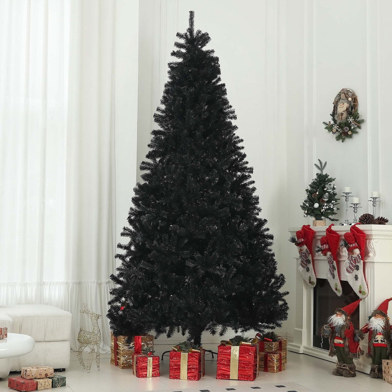 Arbre de Noël artificiel régulier (double) avec aiguilles noires, 7'5"