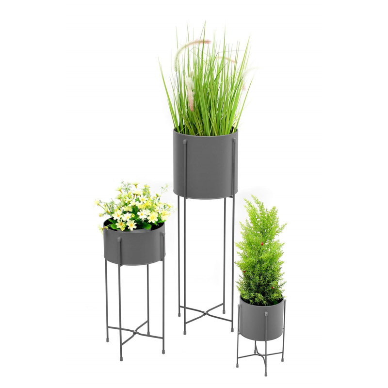 Metal Pot Planter, Grey