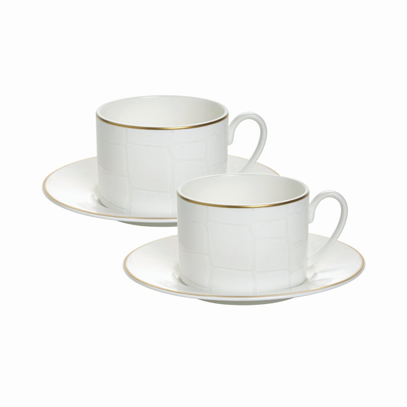Tasse à thé et soucoupe en alligator blanc