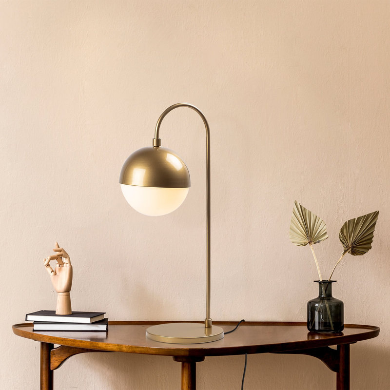 Lampe de table moderne en or avec corps en métal et capuchon en verre, 7,1 x 9,8 x 20,9 pouces | Douille E14, 40 W maximum | Décoration élégante, IP20, parfaite pour le salon, la chambre à coucher ou le bureau | Conception élégante avec base de 7,1 pouces